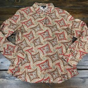 Talbots Size 10 Red Brown Paisley Print 100% Silk